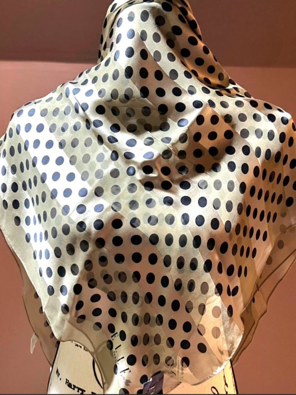 NOS Vintage Elle Paris 34-in. Square Silk Scarf w/ Hand-Rolled Edges, Orig. Tag